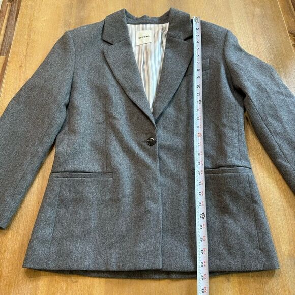 New Sandro France Palma Jacket Tailored Cut Wool Blend‎ Gray size 10 US - Picture 3 of 15